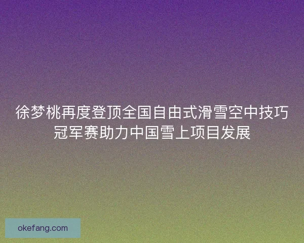 徐梦桃再度登顶全国自由式滑雪空中技巧冠军赛助力中国雪上项目发展